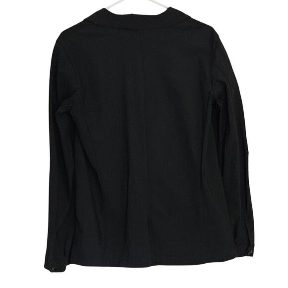 Marithe Francois Girbaud Black Button Front Blouse Pockets Gathering Sz 8 EUC - Picture 2 of 8